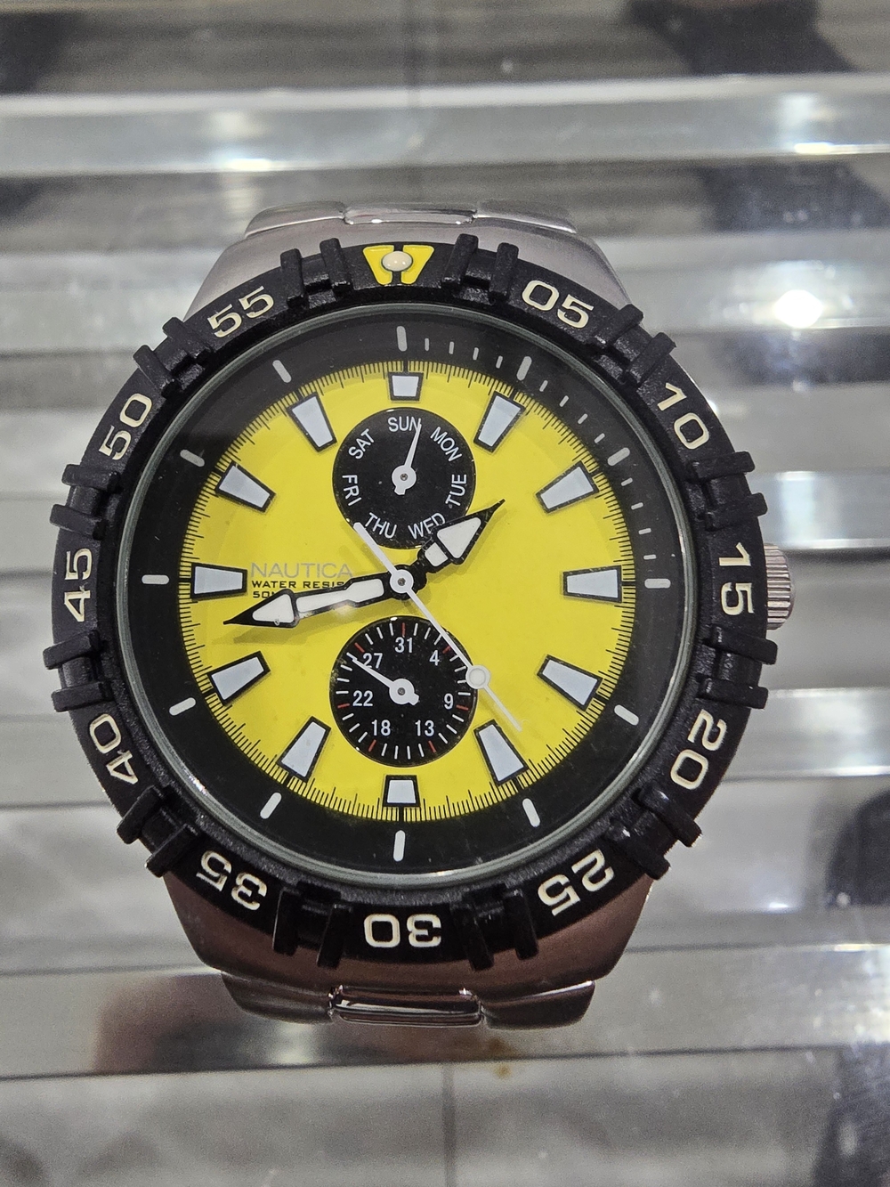 Nautica Men’s Yellow Dial Sport Watch - Bold Dive Style